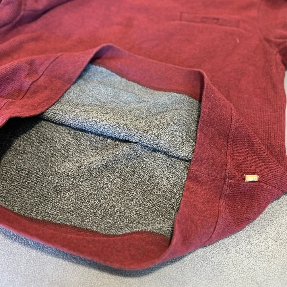 LL Bean Mens Sz:XL maroon Sherpa Fleece Lined Thermal Waffle Knit Crewneck Shirt